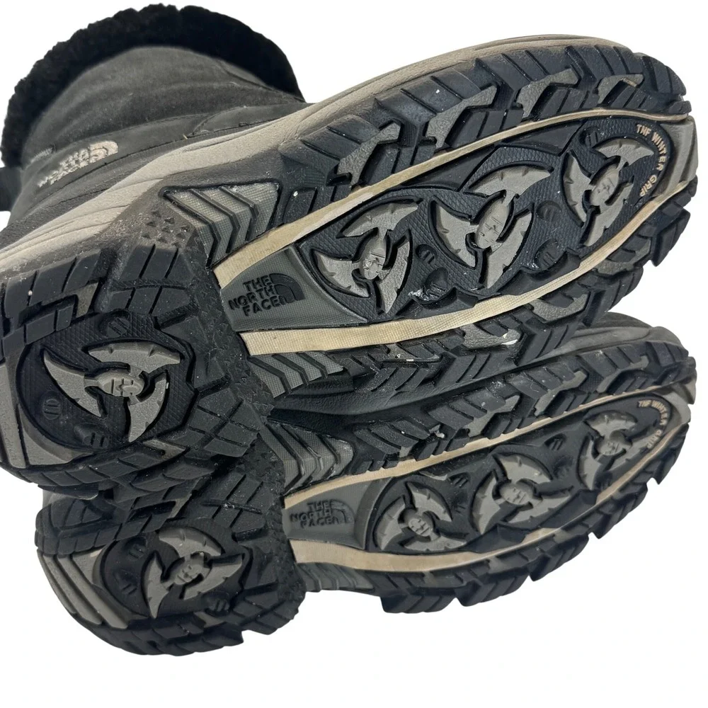 The North Face Chilkat Women's Snow Boots Black Leather Faux Fur 6.5 Waterproof